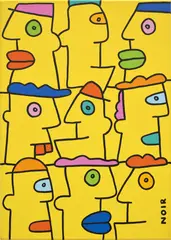 Manifest for a moment of happiness on the beach by Thierry Noir, 2021, acrylic on canvas, sold Jun 2025