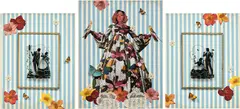 Wildflower by Genevieve Gaignard, 2021, mixed media collage on panel, in 3 parts, offered Jun 2025