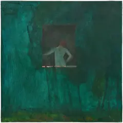 Ellen Siebers, Solstice, 2022, oil on shaped birch panel
