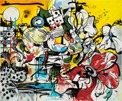 Alec DeMarco, Game Night, 2024, oil and oilstick on canvas