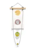 B. Wurtz, Untitled (clock), 2012–2013, wood, string, thread, Tyvek, acrylic paint, paper collage, button and screw eyes