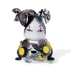 Jiha Moon, BokSoonYi, 2018, earthenware, underglaze and glaze, in 2 parts
