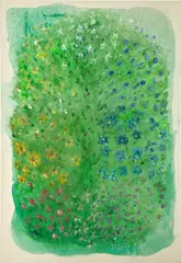 Tara Walters, Secret Garden, 2021, water-based paint and Pacific Ocean water on muslin