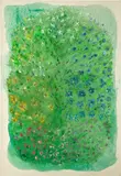 Tara Walters, Secret Garden, 2021, water-based paint and Pacific Ocean water on muslin