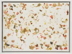 Dan Colen, Daniel Craig, Pierce Brosnan, Roger Moore, Sinead O'Connor or French Vanilla, Butter Pecan, Chocolate Delux, even Caramel Sundae..., 2007, chewing gum on canvas, in artist's frame