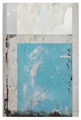 Gabriel de la Mora, PAI / 7-I f, 2015, discarded aluminum plate from offset printing press and tape collage, mounted to panel