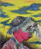 Simphiwe Ndzube, Madolo, 2019, acrylic and paper collage on canvas