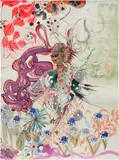 Rina Banerjee, Dizzy with labor, Commerce, she spoke, spewed and sprouted her feudal bonds with vassal and lord, tradesmen and troops, slaves, servants and third worlds so to secure an insatiable pride in our movements away from place and home, 2007, acrylic and ink on paper