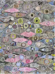 Karen Barbour, When Night Comes and Dreams Come, 2012–2022, gouache, Flashe, acrylic and paper collage on paper