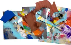 Sam Gilliam, Untitled, 1986, acrylic on wood, paper and newspaper collage, in artist's chosen frame