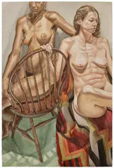 Philip Pearlstein, Two Models with Chair and Chief's Blanket, 1980, watercolor on paper