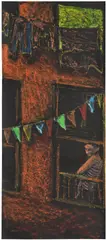 Jane Dickson, Laundry & Pennants, 1984, oilstick on black paper