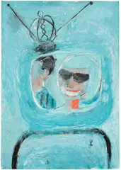 Stephen Tashjian, AS/ON TV, 1982, acrylic and charcoal on paper