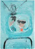 Stephen Tashjian, AS/ON TV, 1982, acrylic and charcoal on paper