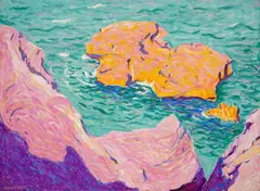 Edwin Ambrose Webster, Rock in the Sea, 1913, oil on canvas