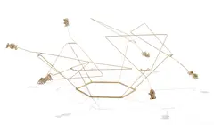 George Rickey, Six Triangles with Spirals Hexagon II, 1977, gilded stainless steel wire