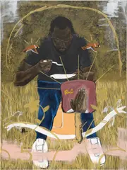 Jammie Holmes, On My Own, 2021, acrylic and glitter on canvas