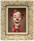 Marion Peck, Red Clown 3, 2019, oil on canvas, in artist's frame
