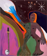 Marcus Jahmal, Starlight Syndrome, 2019, oil pastel and acrylic on linen