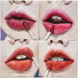Gina Beavers, Lip Stain, 2021, acrylic and modeling paste on linen over panel