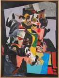 Milo Matthieu, 18th Arr., 2018, resin coated paper collage, oilstick and acrylic on wood panel