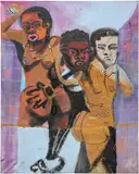 Jonathan Lyndon Chase, 3 graces of Olney, 2018, acrylic, spray paint, glitter, marker and rhinestones on canvas