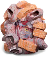 Often Seen At Sunset by Stephanie Temma Hier, 2021, oil on linen with glazed stoneware sculpture, sold Sep 2025
