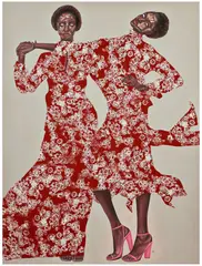 Emmanuel Taku, High arms, 2022, acrylic and paper collage on canvas