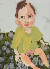 Chantal Joffe, Untitled, 2001, oil and paper collage on glass