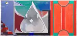 Thomas Scheibitz, Untitled (Nr. 70), 2003, vinyl, spray, acrylic, graphite and pigment marker on unstretched canvas