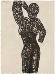 George Condo, Untitled, 1982, oilstick on paper