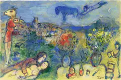 Marc Chagall, L'Âne Musicien à Saint-Paul, 1975, gouache and colored pencil on paper