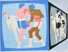 Boxing Match by John Wesley, 1981, acrylic on paper, sold May 2025