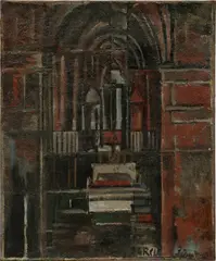 Interior de iglesia by Joaquín Torres-García, 1930, oil on canvas, sold May 2025