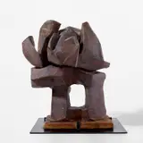 Peter Voulkos, Rasgeado, 1958, stoneware with iron oxide slip on original wood base