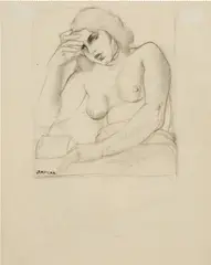 Tamara de Lempicka, Nude with a Book, 1932, graphite on paper