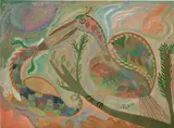 Chico da Silva, Sem título (Animais Imaginários), gouache on paper mounted on hardboard