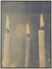 Poppy Jones, Hours, 2022, oil on suede over board, in artist's frame