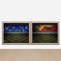 Pyongyang II by Andreas Gursky, 2007, chromogenic print, in artist's frame, diptych, sold May 2025