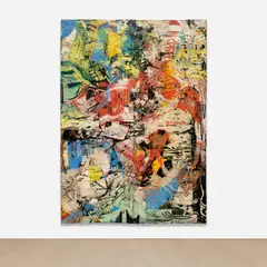 Angel Otero, Screams from the Balcony, 2017, oil and paint skins collaged on canvas