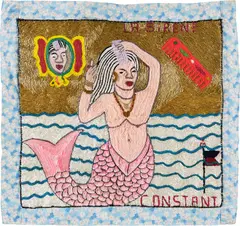 Myrlande Constant, La Sirene, 1994, beads and sequins hand stitched on cloth