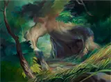 Dan Colen, Mother (Hole in Tree), 2016, oil on canvas