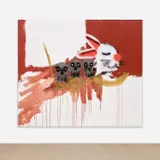 Robert Nava, Death Carrier Bunny, 2023, acrylic and grease pencil on canvas