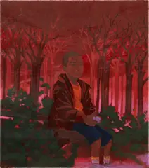 Dominic Chambers, Thunderscape (Crimson Child), 2025, oil on linen