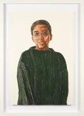 YoYo Lander, Helen, 2023, stained and washed watercolor paper collage on watercolor paper, in artist's frame