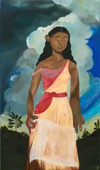 Bony Ramirez, Veronica, 2019, acrylic, pencil, oil pastel, rubber, oilstick and paper on panel