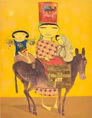 Osgemeos, O dia em que a Andorinha não voou, 2005, mixed media on panel with digital audio player, USB, headphones and remote, in artist's wooden box