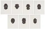 Toyin Ojih Odutola, Masks, 2010, ink and varnish on cut vellum, in 7 parts