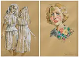 John Currin, Untitled (double-sided), 1998, gouache and graphite on paper