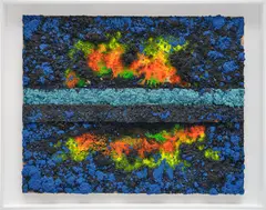 Vaughn Spann, Untitled (River Blue), 2022, mixed media and polymer paint on panel